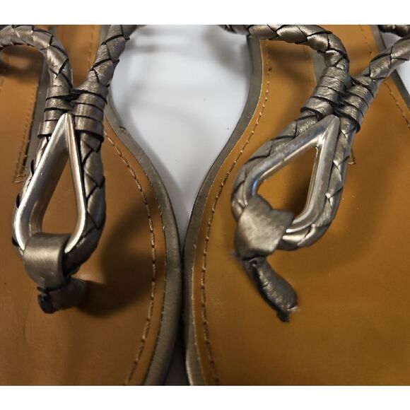 New Directions Braided Silver Metallic Sandals sz 10 - Picture 6 of 7